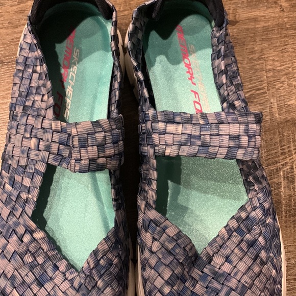 NWOT sketchers Woven Mary Janes Memory foam sneakers Slip on Shoe, Blue Sz 7.5 - Picture 9 of 9
